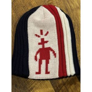 Smartwool Beanie‎ Hat Kids Boys Sz OS Blue Red White Knitted Ribbed Stretch